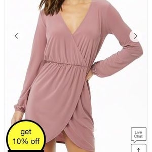 Navy Surplice Mock Neck Dress